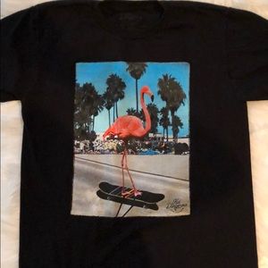 Boys kid dangerous pink flamingo T-shirt